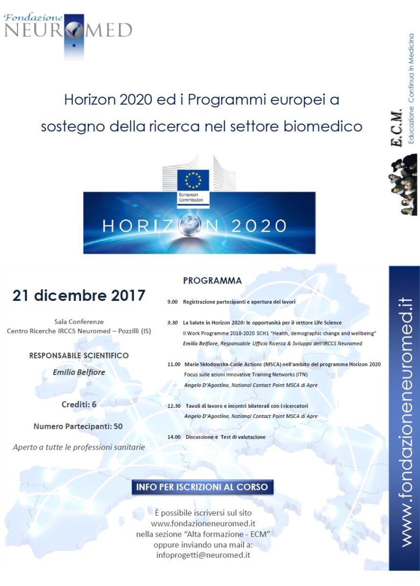 HORIZON 2020 ED I PROGRAMMI EUROPEI A SOSTEGNO DELLA RICERCA NEL SETTORE BIOMEDICO